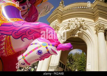 Novelty balloons for sale at the entrance to the Giardino Zoologico or Zoological Gardens, Villa Borghese, Rome, Italy. Stock Photo