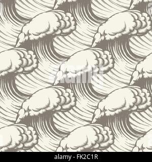 Seamless pattern with hand drawn waves. Stock Vector