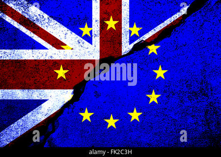 Brexit. Flags of the United Kingdom and the European Union to illustrate possible exit of Great Britain from the EU Stock Photo