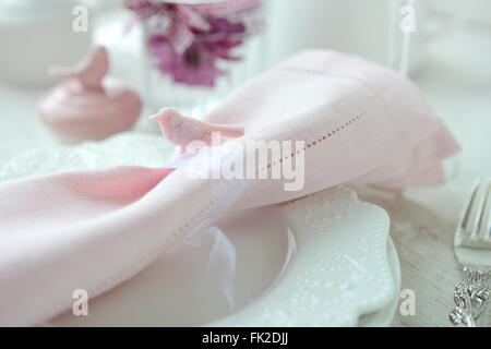 Spring table setting Stock Photo