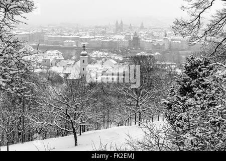 View on the capital city in the winter (Prague) Stock Photo