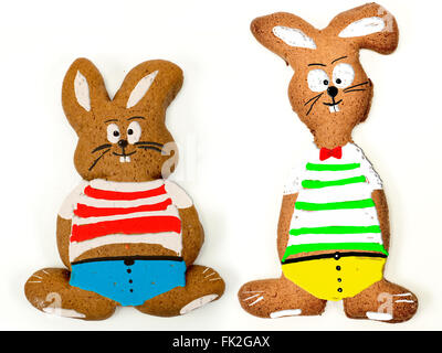 Two Easter bunnies are friends Stock Photo