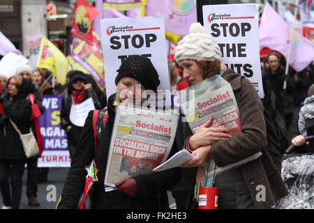 London, UK, 5th March 2016. Women at Million Women Rise demonstration denouncing violence against women. Credit:  Rastislav Kolesar/Alamy Live News Stock Photo