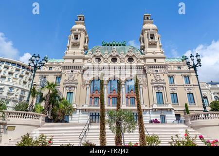 Facade of famous Salle Garnier - entertainment complex contains Casino and Opera in Monte Carlo, Monaco. Stock Photo