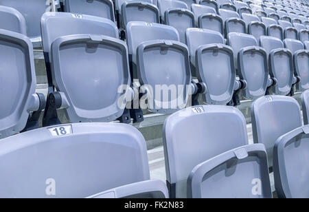 Rows of stadium seats ready in a new facility Stock Photo