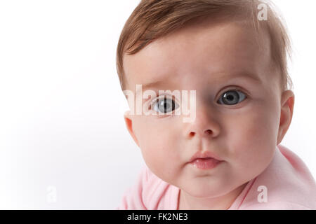 Portrait of surprised girl on white background Stock Photo - Alamy