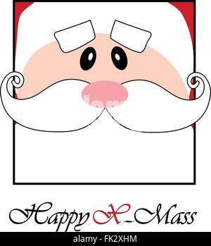 Happy x-mass, simple vector with Santa's smiling face. Plenty of copy space in bottom. Stock Vector