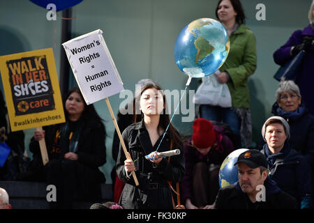 Stars join activists to 'Walk in her shoes' at mothers day march for solidarity with women and girls around the world at charity CARE internationals rally in London, UK. 06th Mar, 2016. Credit:  Alan West/Alamy Live News Stock Photo