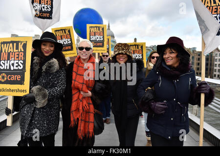 Stars join activists to 'Walk in her shoes' at mothers day march for solidarity with women and girls around the world at charity CARE internationals rally in London, UK. 06th Mar, 2016. Credit:  Alan West/Alamy Live News Stock Photo