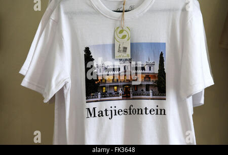 Souvenir tee shirts on sale at Matjiesfontein in the Western Cape of South Africa Stock Photo