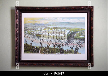 Battle of Blood River painting on display at Matjiesfontein in South Africa Stock Photo