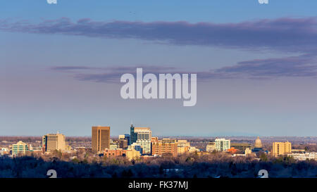 Boise Idaho winter skyline in the morning light with clouds Stock Photo