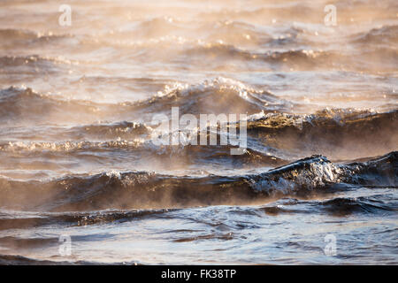 Water vapor on surface of cold water Stock Photo