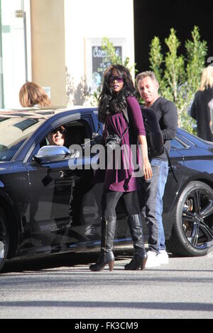 Sylvester Stallone has a chat with female paparazzi photgrapher named Kat  Featuring: Sylvester Stallone Where: Los Angeles, California, United States When: 04 Feb 2016 Stock Photo