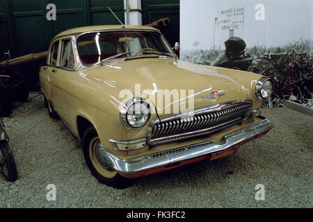 Soviet automobile GAZ M21 Volga produced by the GAZ automobile plant (1962) displayed in the Military Technical Museum in Lesany, Czech Republic. Stock Photo