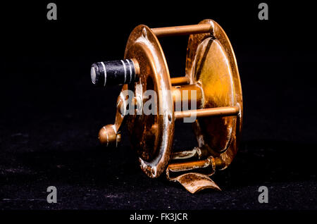 One Vintage Old Metal Fishing Reel Stock Photo