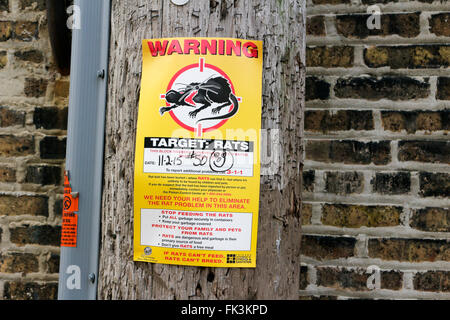 Rat poison bait control notice. Chicago, Illinois. Stock Photo