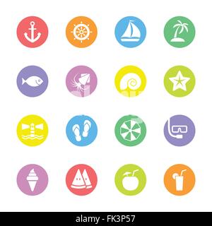 [EPS10] colorful flat icon set 9 on circle for web design, user interface (UI), infographic and mobile apps Stock Vector