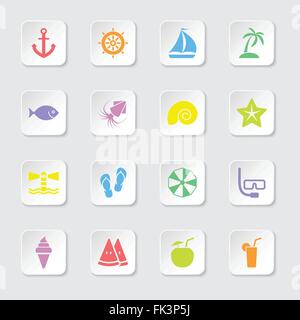 [EPS10] colorful flat icon set 9 on rounded rectangle button for web design, user interface (UI), infographic and mobile apps Stock Vector