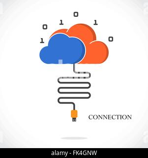 Business connection and cloud technology computing. Business and technology sign. Vector illustration Stock Vector