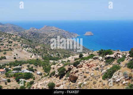 View over Mediterranean from the ruins of ancient Vouni in Cyprus. Stock Photo