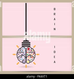 Creative brain Idea and light bulb banner concept, design for poster flyer cover brochure, business idea, education concept. Stock Vector