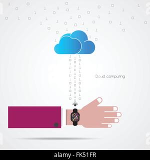 Smart watch and smart phone on background with internets connection sign. Vector illustration Stock Vector