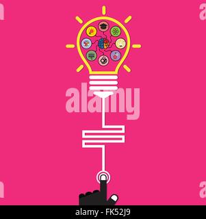 Infographic template creative light bulb and brain education and science concept,Flat design for poster flyer cover brochure,Bus Stock Vector