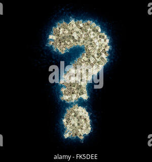 Question mark ? made from Dollar bills - money laundering Stock Photo