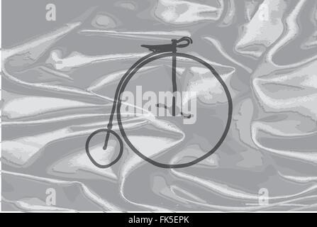 A silk flag with a drawing of a penny farthing bike Stock Vector