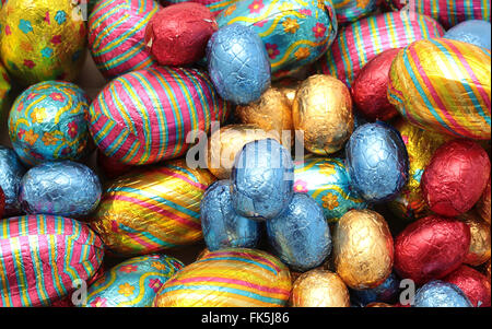 Colorful chocolate easter eggs Stock Photo