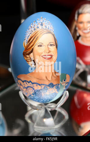 Queen Maxima hand painted on an egg Stock Photo