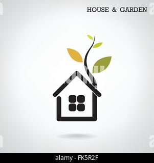 Green energy home concept ,house and garden symbol. Vector illustration Stock Vector