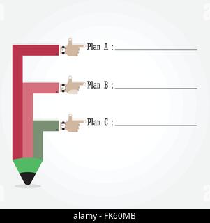 Creative template with pencil ribbon banner flow chart, can be used for infographics and banners. Business and education concept Stock Vector
