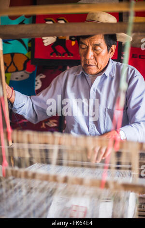 Weaver at San Antonio de Pichincha, Quito, Ecuador, South America Stock Photo