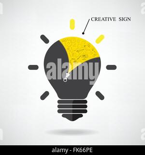 Creative light bulb Idea concept with doodle hand drawn sign. Can be used for workflow, layout, banner, diagram, web design, pos Stock Vector