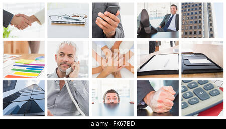 Composite image of relaxed businessman with his feet up Stock Photo