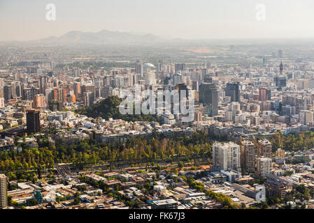 Santiago, seen from San Cristobal Hill (Cerro San Cristobal), Barrio Bellavista (Bellavista Neighborhood), Santiago, Chile Stock Photo