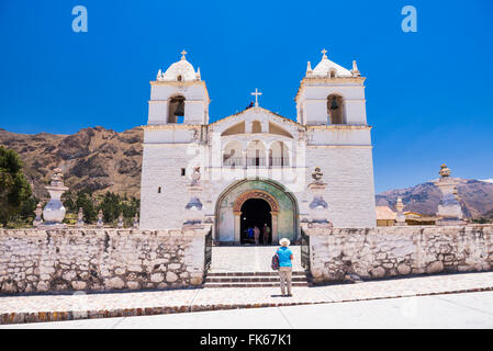 Iglesia de Santa Ana de Maca, a church in Maca, Colca Canyon, Peru, South America Stock Photo