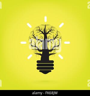 Green and initiative concept. Tree of green idea shoot grow in a light bulb . Vector illustration Stock Vector