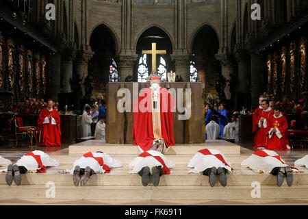 Priest ordinations at Notre-Dame de Paris cathedral, Paris, France, Europe Stock Photo