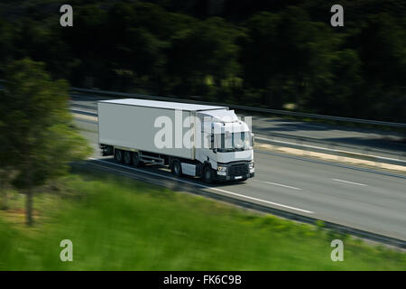 white semi truck Stock Photo