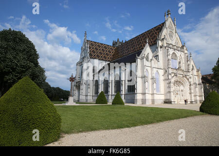 The Royal Monastery of Brou, the church is a masterpiece of the Flamboyant Gothic style, Bourge-en-Bresse, Ain, France, Europe Stock Photo