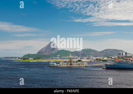 Ilha Fiscal in the foreground is an island located within Guanabara Bay Stock Photo