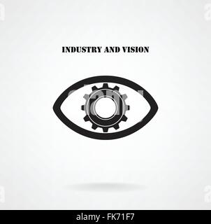 Creative gear with eye silhouette symbol on background ,design for poster,flyer,cover or  brochure ,business idea ,abstract back Stock Vector