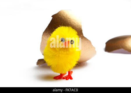 Golden Egg with Chicks Stock Photo