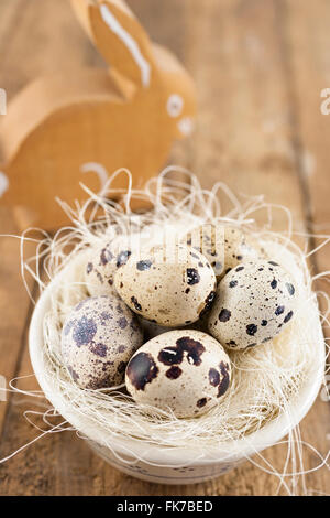 Quails eggs in a bowl Stock Photo