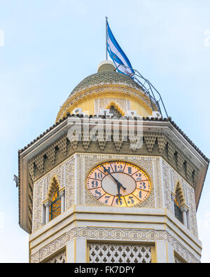 Low angle view of famous landmark watch tower building located in the historic center of Guayaquil in Ecuador Stock Photo