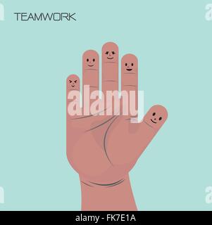 businessman concept,funny fingers sign,teamwork concept,hand sign,cartoon.vector illustration. Stock Vector