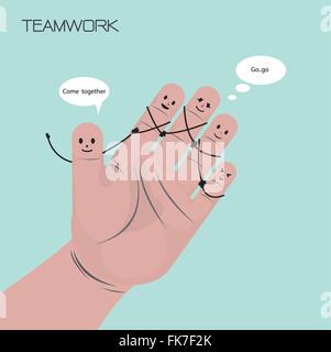 businessman concept,funny fingers sign,teamwork concept,hand sign,cartoon.vector illustration. Stock Vector